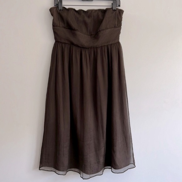 J. CREW Silk Strapless Dress in Chocolate Brown - Picture 4 of 15